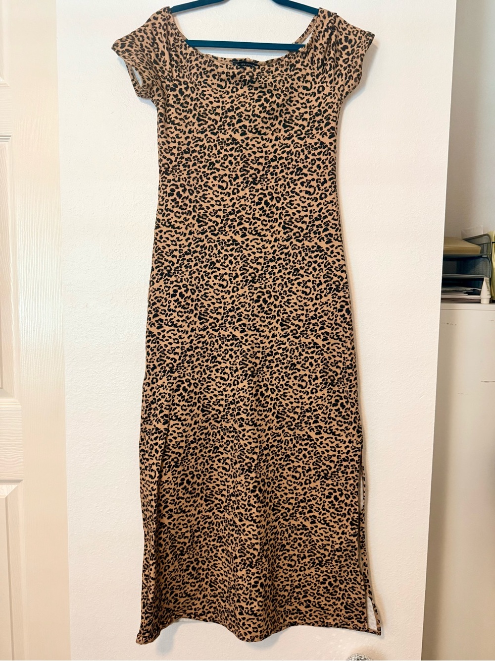 Boston Proper Leopard-Print Tan & Black Maxi Dress